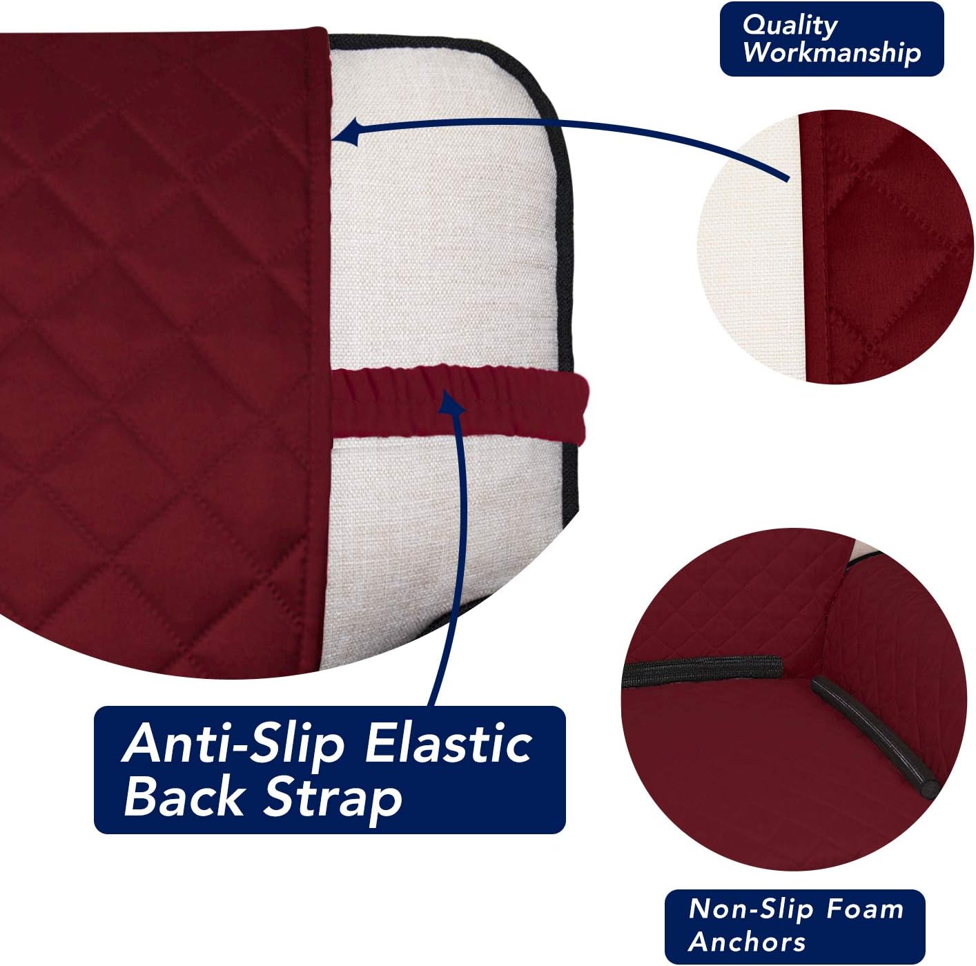 PureFit Reversible Quilted Sofa Cover, Water Resistant Slipcover Furniture Protector, Washable Couch Cover with Non Slip and Elastic Straps for Kids, Pets (Loveseat, Red/Ivory)