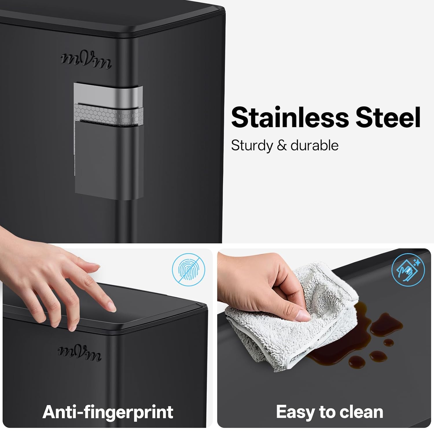 mVm 10.6 Gallon Heavy Duty Step Trash Can with Lid, Foldable Foot Pedal Bin for Kitchen Office Dormitory Home Rooms (Black)