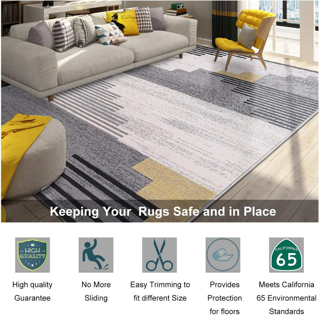 Non Slip Rug Pad Grippers - Round 6x6, 1/8" Thick, (Felt + Rubber) Double Layers Area Carpet Mat Tap, Provides Protection and Cushioning for Hardwood or Tile Floors