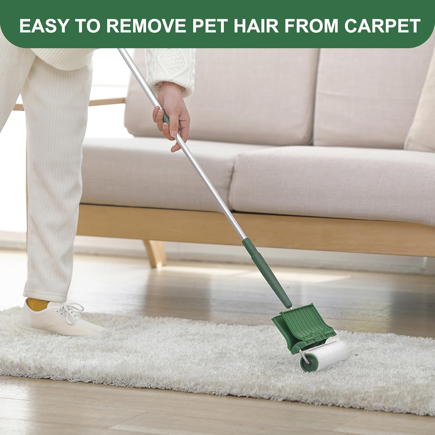 Fedicelly Large Lint Rollers Pet Hair Extra Sticky Floor, Cat Dog Hair Remover Laundry Clothes Carpet Furniture,6.3 inches Wider with 320 Sheets Giant Lint Remover Brush for Couch with Long Handle