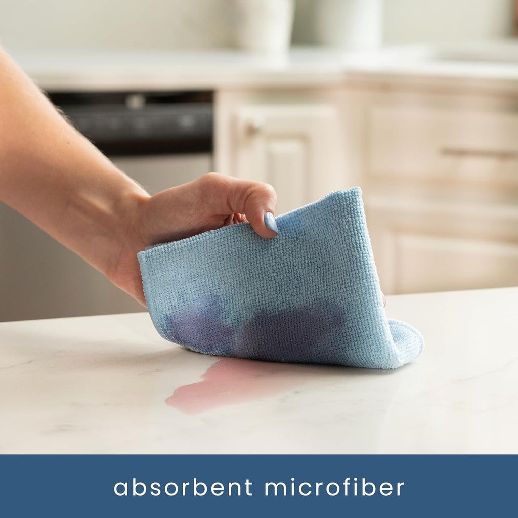 S&T INC. 150 Pack Microfiber Cleaning Cloth, Bulk Towels for Home, Reusable Microfiber Towels for Cars, Cleaning Rags, Light Blue, 11.5 Inches x 11.5 Inches, 150 Count