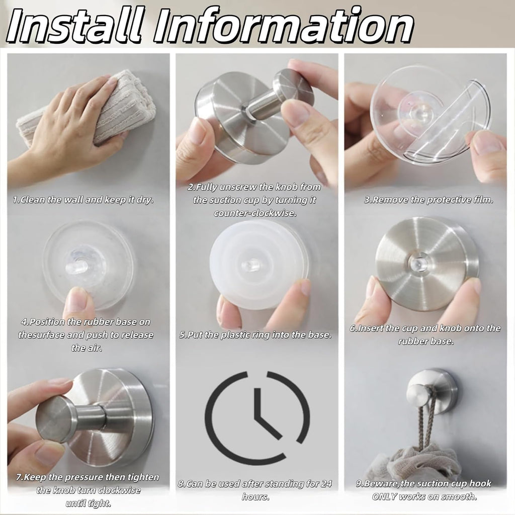 2025 Upgraded Stainless Steel Heavy Duty Suction Cup Hooks For Shower Bathroom Accessories Removable Hook For Glass Window Door Wall Hooks For Hanging Towels Robes Wreaths (Pack Of 5, White)