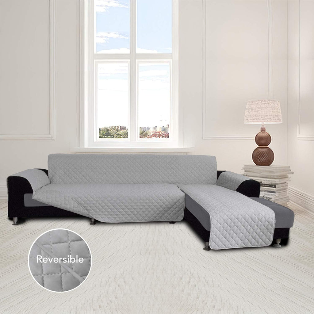 Easy-Going Sofa Slipcover L Shape Sofa Cover Sectional Couch Cover Furniture Protector Mat for Pets Dog Cat (Large,Light Gray/Light Gray)