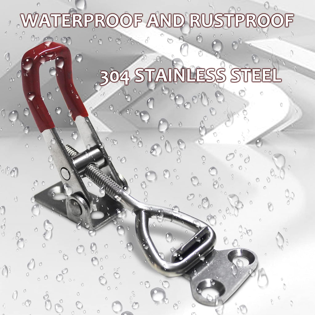 CUKAYO 4pcs Toggle Latch Clamp, 304 Stainless Steel Pull Hasp Latches, Quick Release Hand Tool Toggle Clamp for Smoker Lid Jig,Case Trunk,220Lbs Holding Capacity