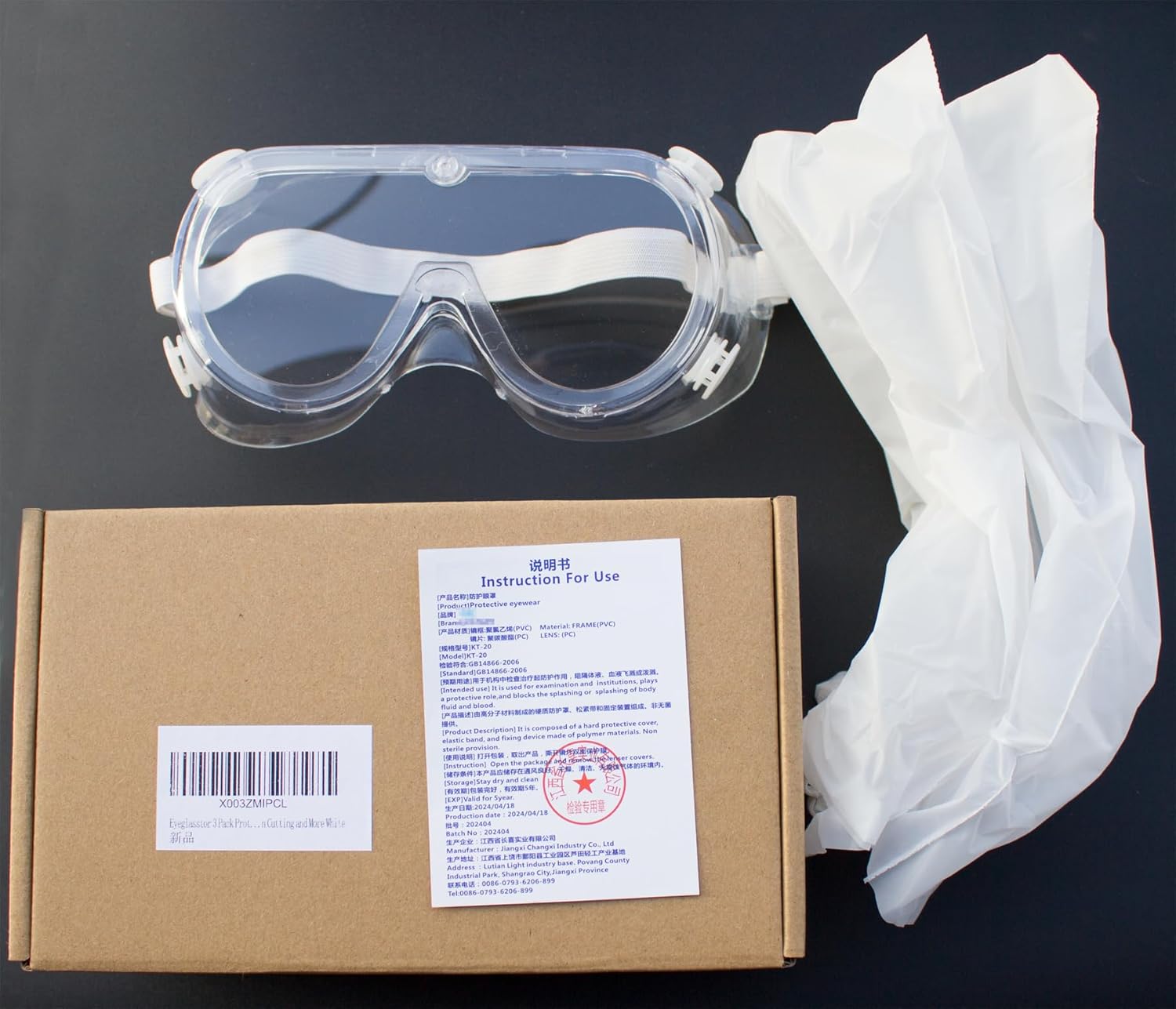 3 Pack Safety Goggles Protective Adjustable Goggles Over Glasses Splash Eye Protection Adjustable For Lab Construction Worker Onion Cutting Clear Lens Eyewear White