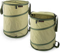 YUDI & GARDEN 29 Gallon Hard Bottom Collapsible Trash Can｜Collapsible Garden Bag｜Camping Trash Can, Green 2-Pack for Collecting Weeds or Yard and Party Waste