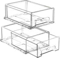 2 Pack Stackable Storage Drawers - Clear Refrigerator Drawers for Refrigerator Organizers and Storage, Acrylic Fridge Drawer Organizer with Handles for Bathroom, Undersink, Cabinet, Pantry, etc