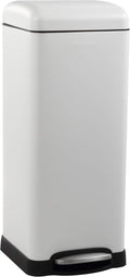 happimess HPM1007A Betty Retro 8-Gallon Step-Open Trash Can with Soft-Close Lid, Fingerprint Resistant, Modern, Minimalistic for Home, Kitchen, Laundry Room, Office, Bedroom, Bathroom, White