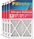 Filtrete 14x18x1 AC Furnace Air Filter, MERV 11, MPR 1000, Micro Allergen Defense, 3-Month Pleated 1-Inch Electrostatic Air Cleaning Filter, 4 Pack (Actual Size 13.81 x 17.81 x 0.81 in)