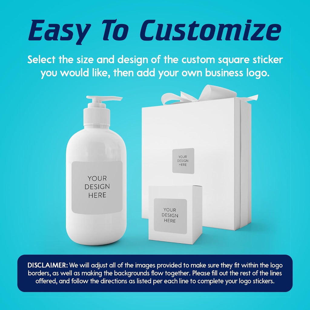 100 Custom Vinyl Stickers - Upload Your own Image, Text, Design, Logo - Personalized Logo Labels for Handmade, Packaging, Bottle, Jars, Candle, Brand Stickers (Gray, 2x2 Square)