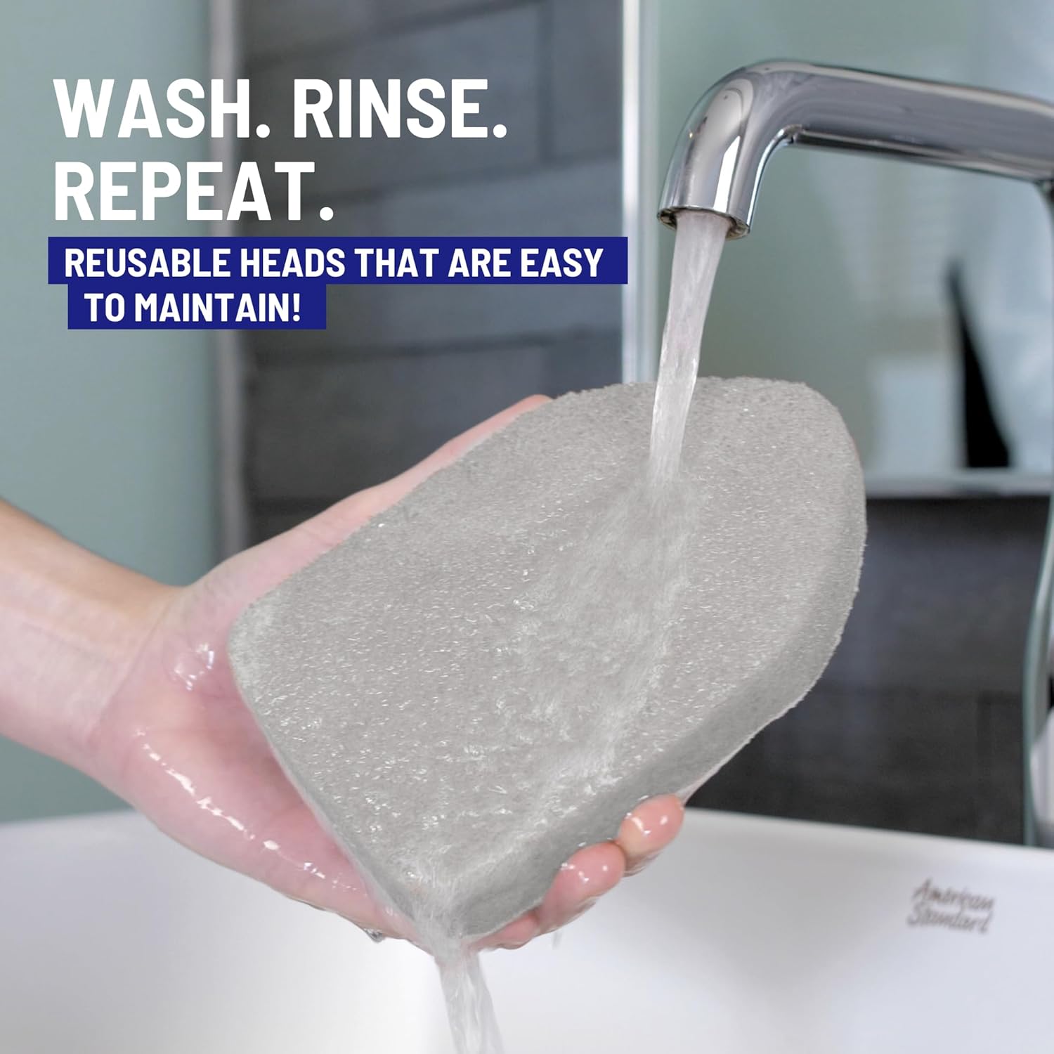 Replacement Scrubber Refill for Moku Home Extendable Tub Tile Shower Brush for Cleaning Non-Scratch (2X Scrubber Sponge Gray)