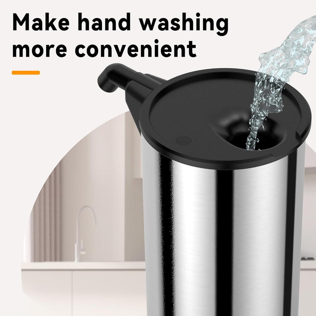 Automatic Soap Dispenser,Stainless Steel Material, Rechargeable Touchless Hand Sanitizer Pump,4 Adjustable Levels Smart Electric Dispenser