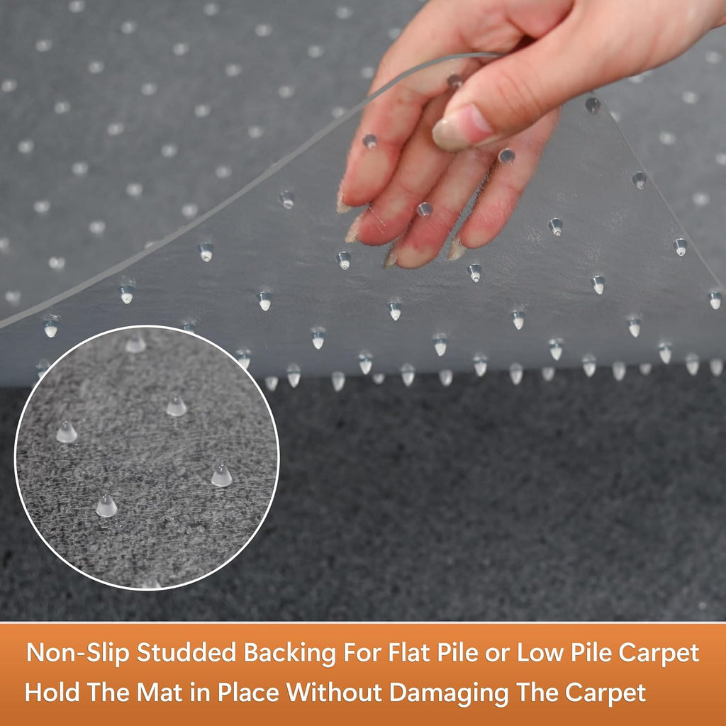 Office Chair Mat for Carpets - 45” x 53” Clear Carpet Chair Mats for Low Pile Carpeted Floors Home Office, Studded Floor Mat for Office Chair on Carpet