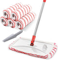 MASTERTOP Microfiber Mop, Extra Large Dust Mop with 5 Pads for Wet & Dry Use, 16'' Mops for Hardwood Laminate, Tile, Vinyl Floors,5 Microfiber Refills, 1 Cleaning Scraper