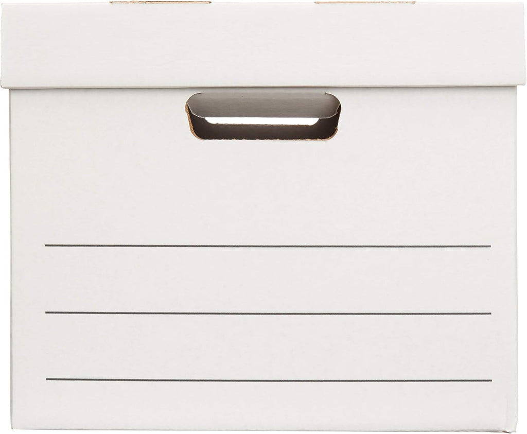 Amazon Basics Medium Duty Storage/Filing Boxes With Lid and Handles, Legal/Letter Size, 12-Pack, White, 16.2" L x 12.5" W x 10.5" H