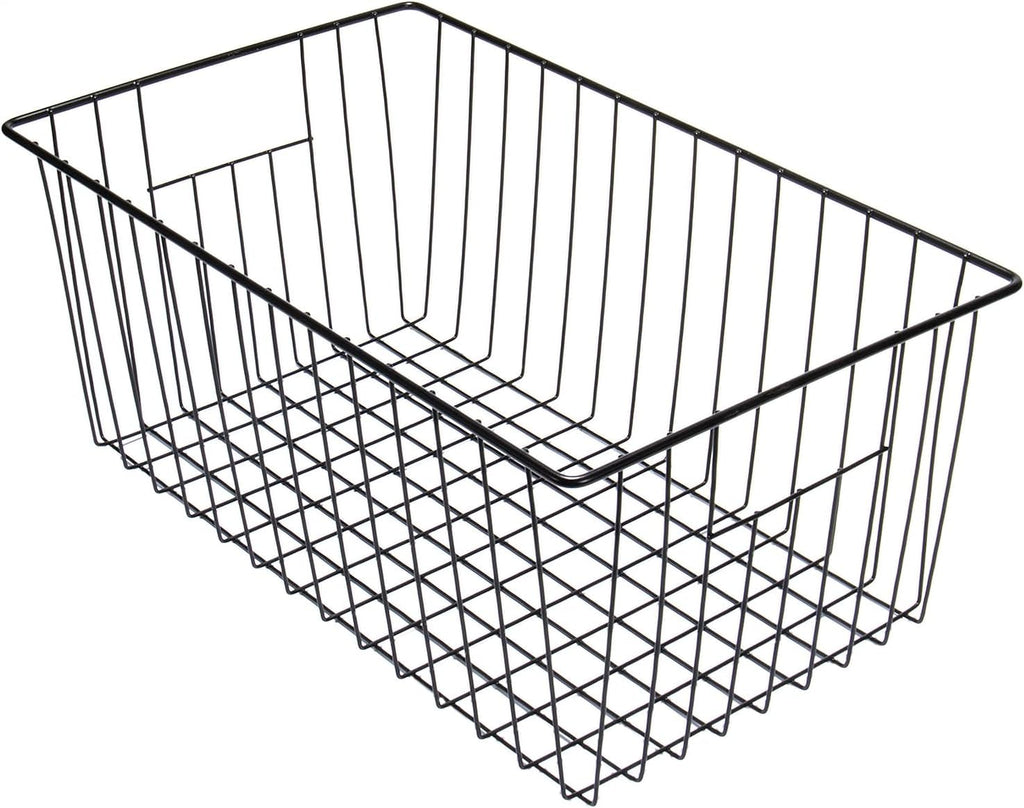 16" L x 12" W Wider Freezer Storage Organizer Baskets Container, Metal Wire Chest Upright Refrigerator Divider Bins with Built-in Handles for Cabinet, Pantry, Closet, Kitchen, Black