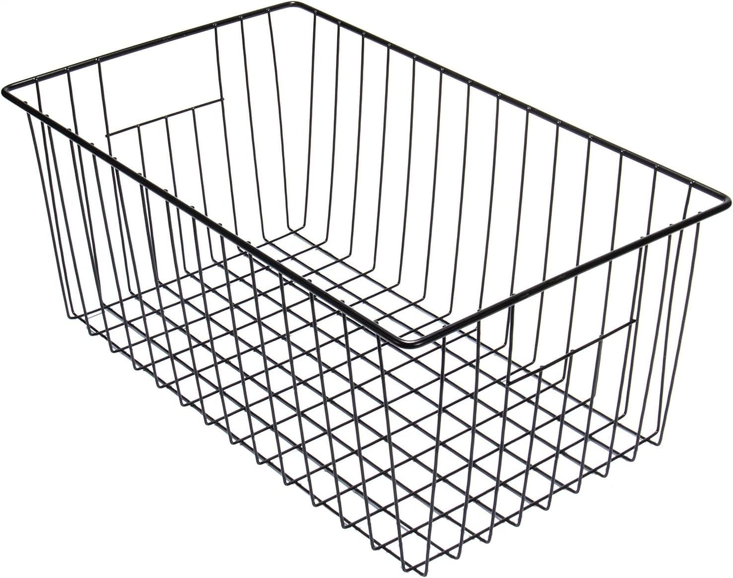 16" L x 12" W Wider Freezer Storage Organizer Baskets Container, Deep Metal Wire Chest Upright Refrigerator Divider with Built-in Handles for Cabinet, Pantry, Closet, Kitchen, Black