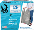 Hippo Sak - Tall Kitchen Garbage Bags with Ergonomic Handles - 13 Gallon Trash Bags Made from Recycled Ocean Bound Plastic - Super Strong and Leak Proof Tall Kitchen Trash Bags (45 Count)