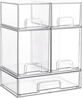 Vtopmart Stackable Storage Drawers Set of 5, Clear Plastic Organizer Bins for Beauty Supplies,Ideal for Vanity, Bathroom,Cabinet,Pantry Organization