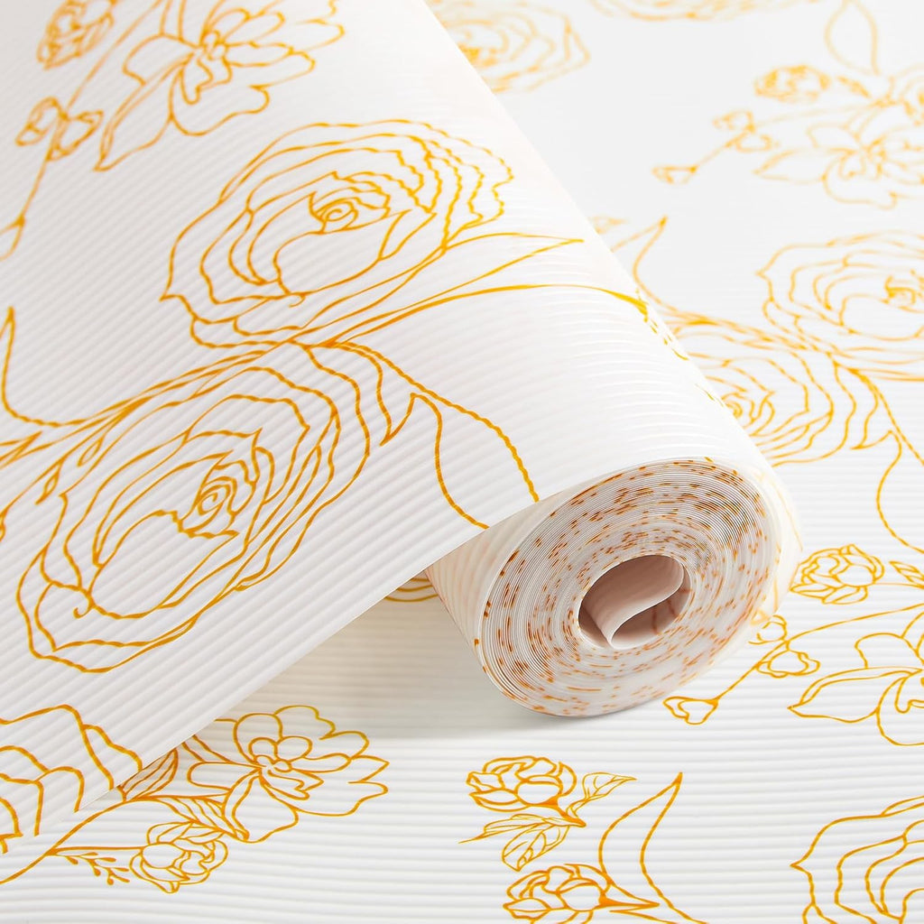 Shelf Cabinet Liner for Kitchen- Non Adhesive Drawer Liner Refrigerator Liner, Premium Waterproof Shelf Paper Protect Surface, Non Slip Easy to Clean Durable EVA Material, Roses, 11.8 in x 20FT