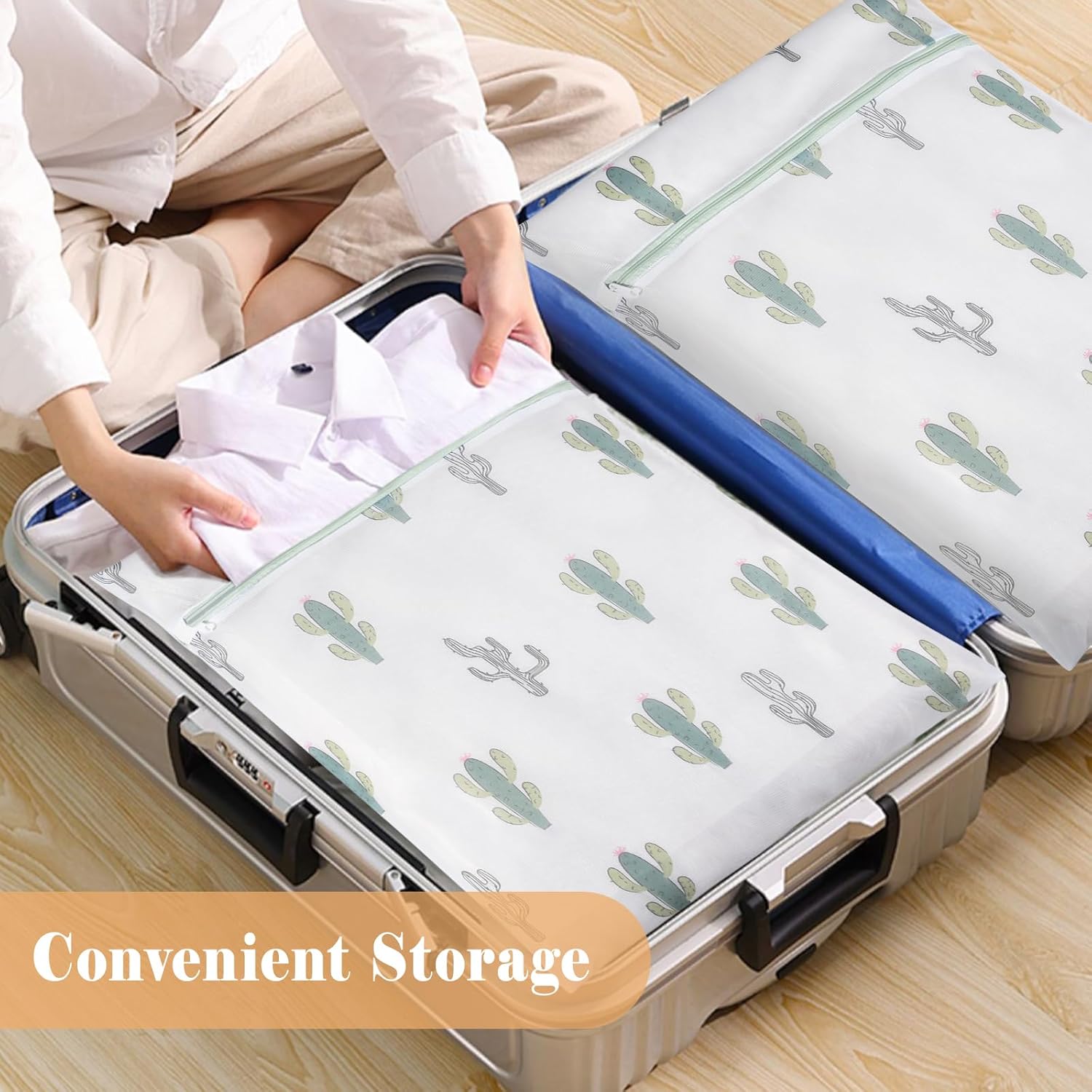 Mesh Laundry Bag, Durable Laundry Bags with Premium Zipper, 5-Piece Washing Machine Wash Bags for Delicates Blouse, Hosiery, Baby Clothes, Travel Organization Bag (Cactus)