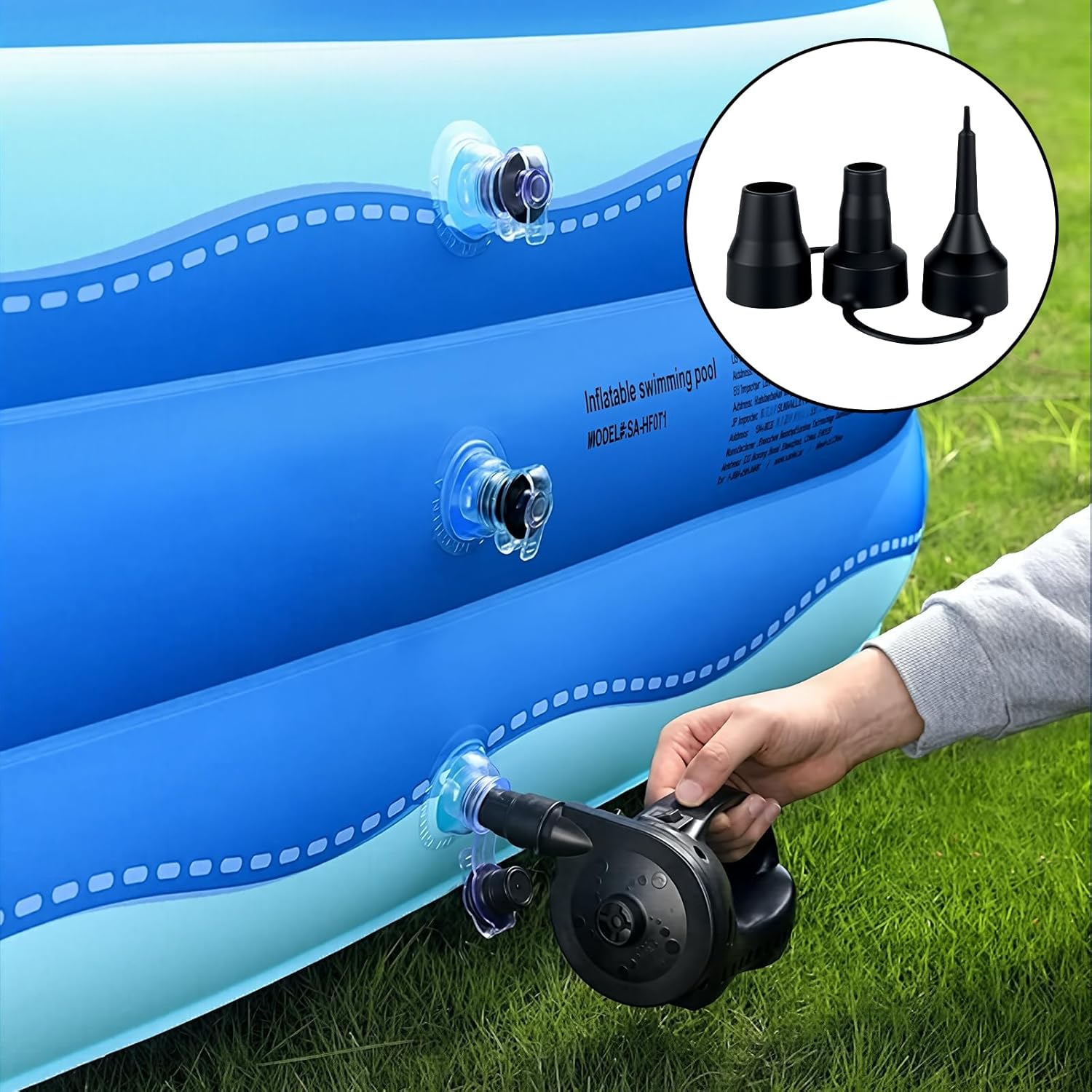 3 Size Air Pump Nozzle Replacement Set - 2 Sets Universal Plastic Inflatable Nozzles, Black Inflatable Pump Nozzles Head, Air Pump Inflator Adaptor Accessory for Inflatable Bed Mattress, Pool Floats