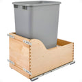 Rev-A-Shelf Pullout Trash Can for Kitchen Cabinet, Single 50 Qt Bin with 12" Wood Frame - Large Garbage Bin Container for Home Waste Storage and Recycling