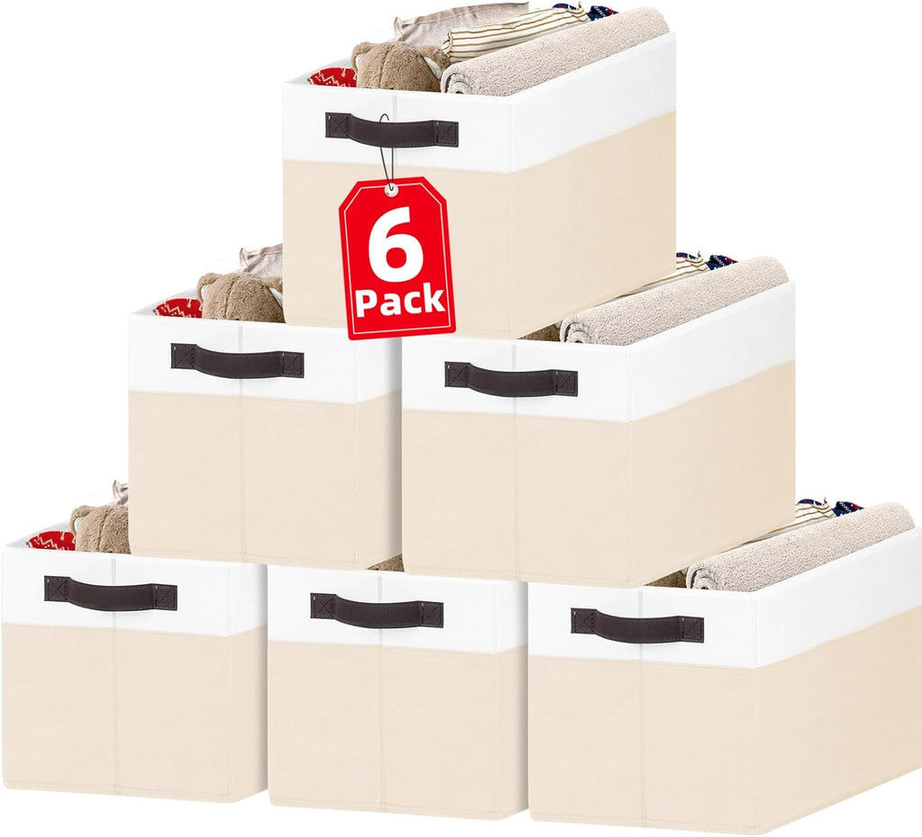 6 Pack Large Toy Box Chest, Collapsible Sturdy Toy Storage Organizer Bins Baskets for Kids, Boys, Girls, Nursery, Playroom, Shelf Baskets for Lego Puzzle Balls, Game Organizer (14L*10W*9.5H)