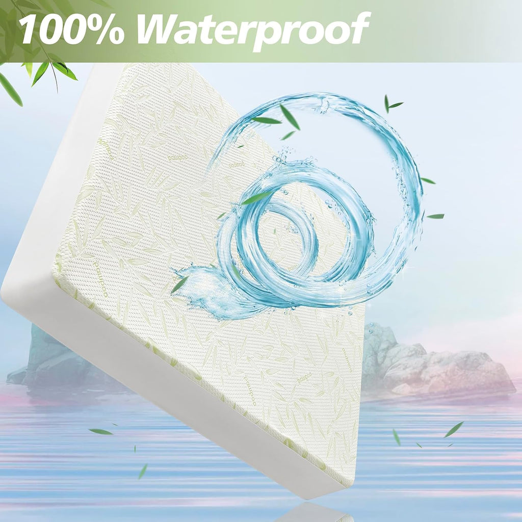 King Mattress Protector Waterproof Mattress Pad Washable Bamboo Rayon Mattress Cover Breathable Noiseless Bed Protector 5" - 21'' Elastic Fitted Deep Pocket