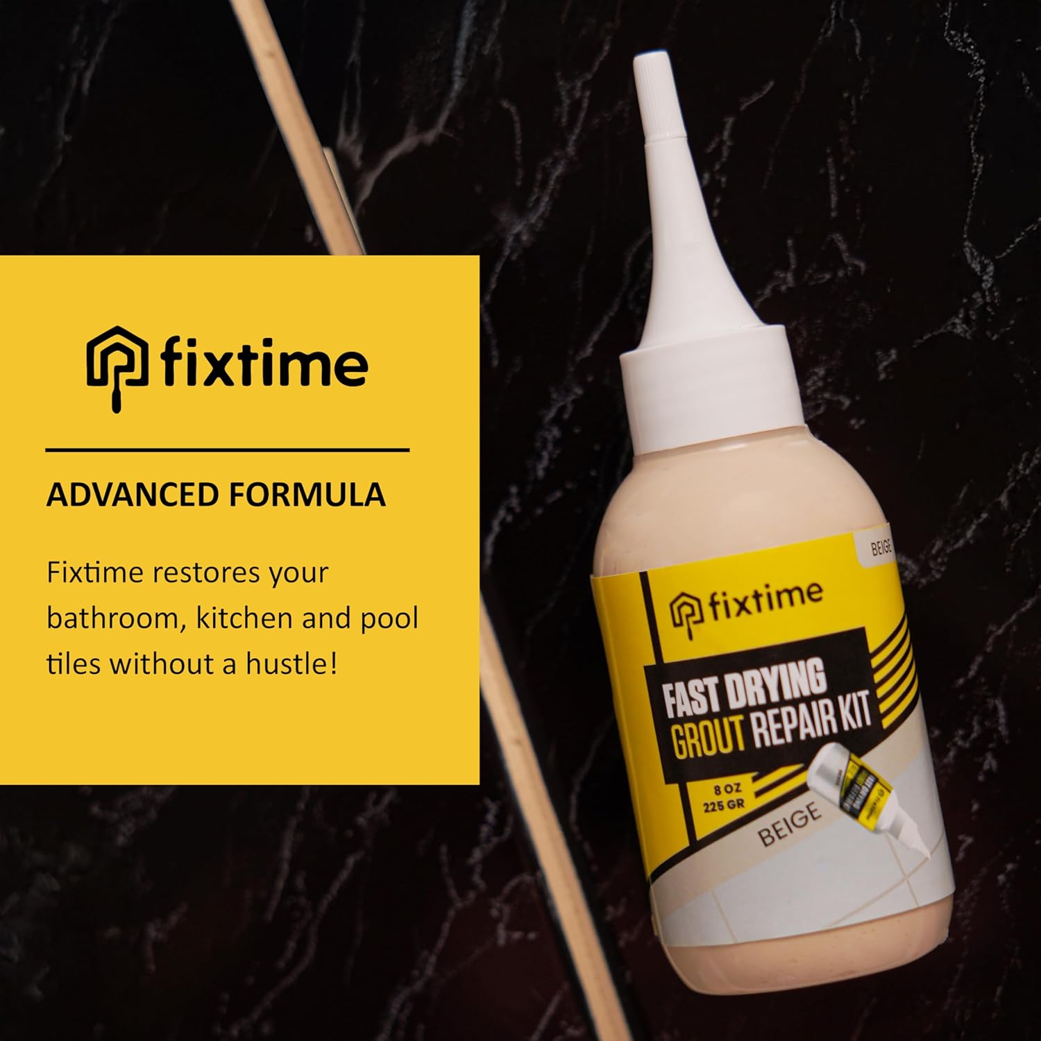Tile Grout Repair Kit, Beige Grout Filler Tube 8 oz, Grout Repair Renews, Fast Drying Repait Kit, Grout Sealer for Floor Tile - Spatula Included (2xBeige)