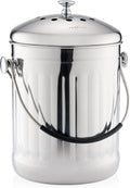 RED FACTOR Premium Compost Bin for Kitchen Countertop - Stainless Steel Food Waste Bucket with Innovative Dual Filter Technology - Includes Spare Filters (Brilliant Steel, 1.3 Gallon)