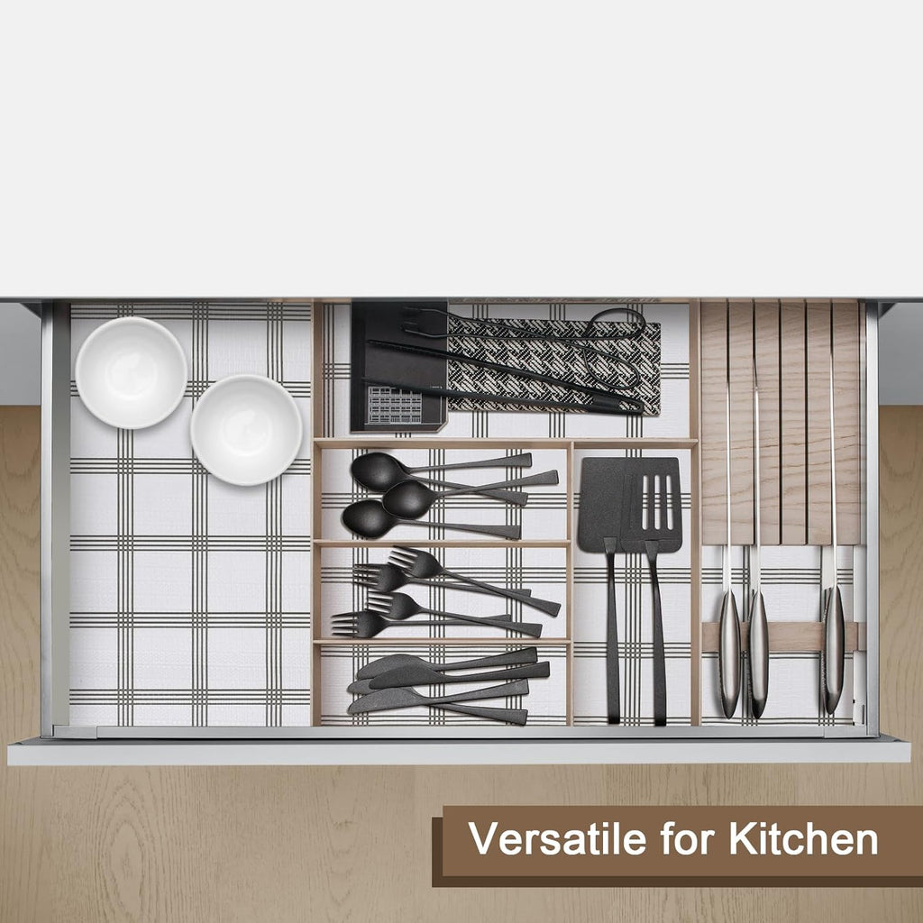 OcePor Non-Adhesive Drawer and Shelf Liner 24IN x 20FT，Non Slip Cabinet and Cupboard Liner, Kitchen Cabinet Liners for Shelves, Waterproof Drawer Shelf Liners for Cabinets/Bathroom Cupboard, Stripe