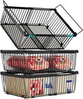 Large Freezer Organizer Bins，Upgraded Bottom Leak-Proof net，Fit 10 to 20 Cu Ft Chest Freezer，3 Pack， Expandable Stackable Chest Freezer Containers with Handle(Black-3Pack)