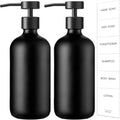 GMISUN Black Soap Dispenser, 2 Pack Matte Black Hand Soap Dispensers for Bathroom, 17 Fl Oz Glass Dish Soap Dispenser for Kitchen with Stainless Steel Pump, Modern Liquid Soap Bottle Set