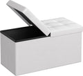 SONGMICS MAZIE Collection - 30 Inches Storage Ottoman Bench with Flipping Lid, Storage Chest Footstool, Load 660 lb, for Entryway, Living Room, Bedroom, Synthetic Leather, White ULSF45WT