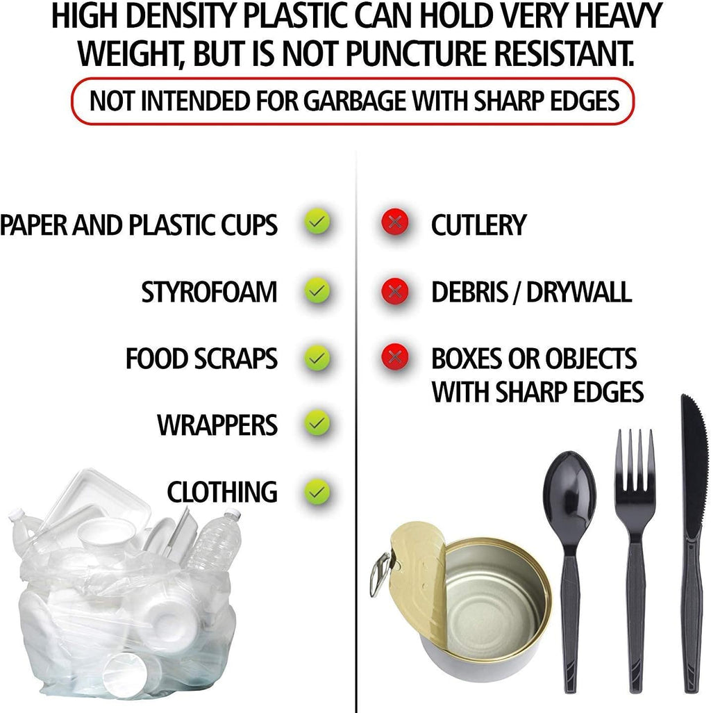 Aluf Plastics High Density Trash Bags, 60 Gallon, 800 Count, 14 Micron (eq), 38" x 60", Clear, for Bathroom, Office, Industrial, Commercial, Janitorial, Municipal, Recycling
