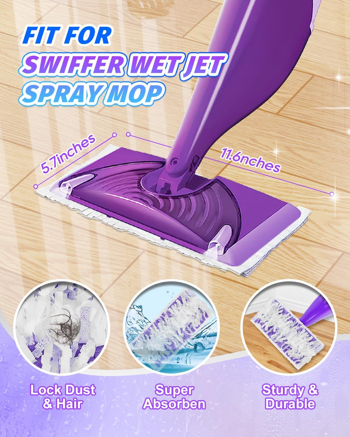 Replacement Mop Pads Refills 20 Pack for Swiffer Wet Jet Spray Mops for Floor Cleaning Disposable Mopping Pad