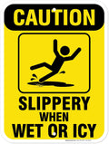 Caution Slippery When Wet Sign or ICY Sign, 12"x16"0.40 Aluminum, Fade Resistance, Indoor/Outdoor Use, USA MADE By My Sign Center