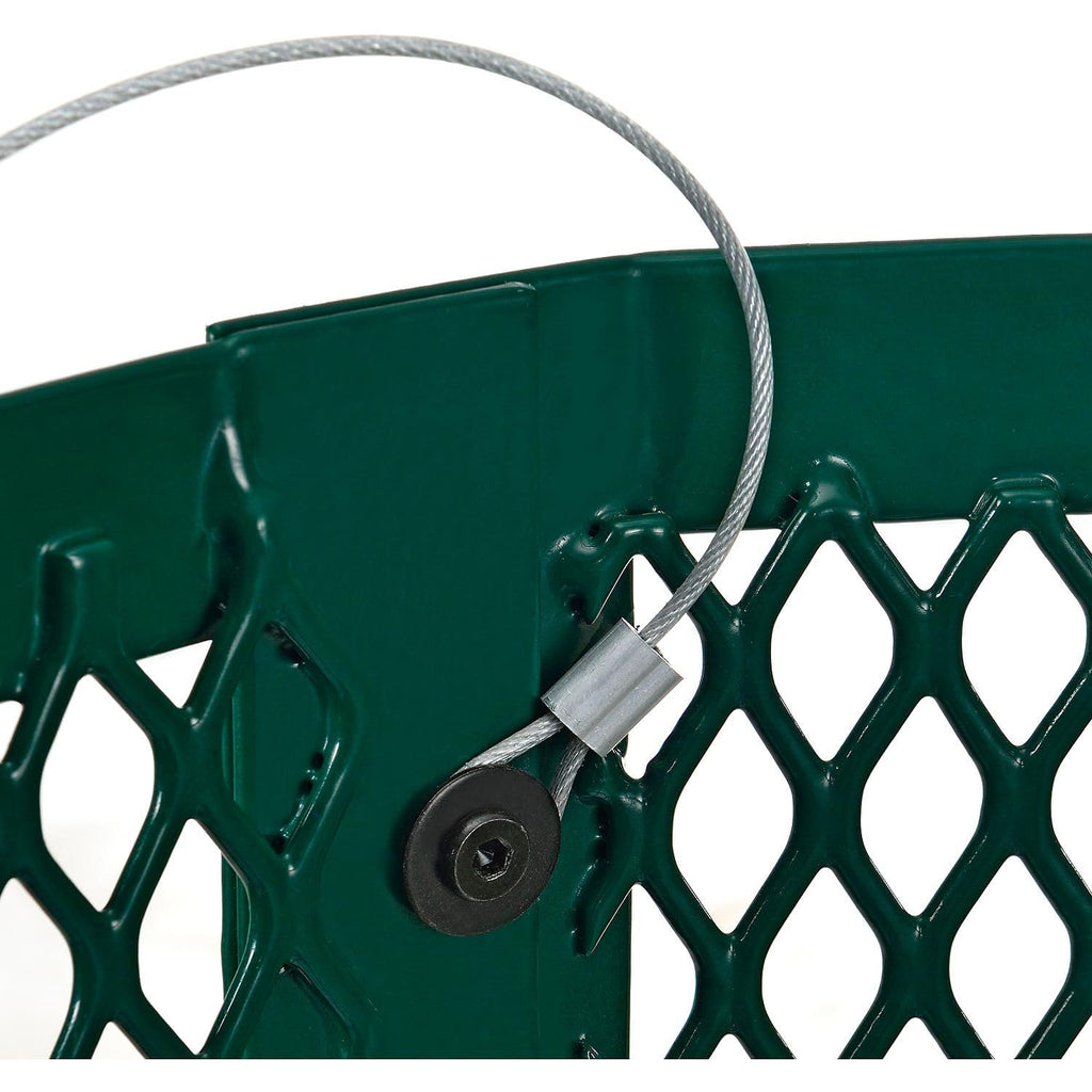 Global Industrial Outdoor Diamond Steel Trash Can with Flat Lid and Plastic Liner, 36 Gallon Capacity, Green, Thermoplastic Coating, 23-1/2" Diameter, 30" H