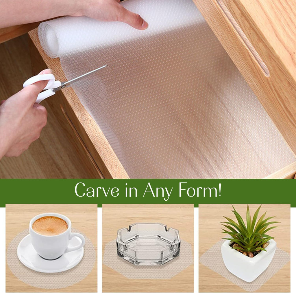 EVALAND 12 INCHES x 10 FEET (118 Inches) Non-Slip Shelf Liner, EVA Kitchen Liner, Non-Adhesive Liner, Original Smooth Shelf Liner, Durable Strong Grip Liner, Stain-Proof Shelf, Drawer, Cabinet Liner