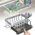 Sink organizer rack for kitchen and bathroom, 2024 New Kitchen Sink Faucet Organizer with Drip Tray Faucet Sponge Holder (Silver, Left)