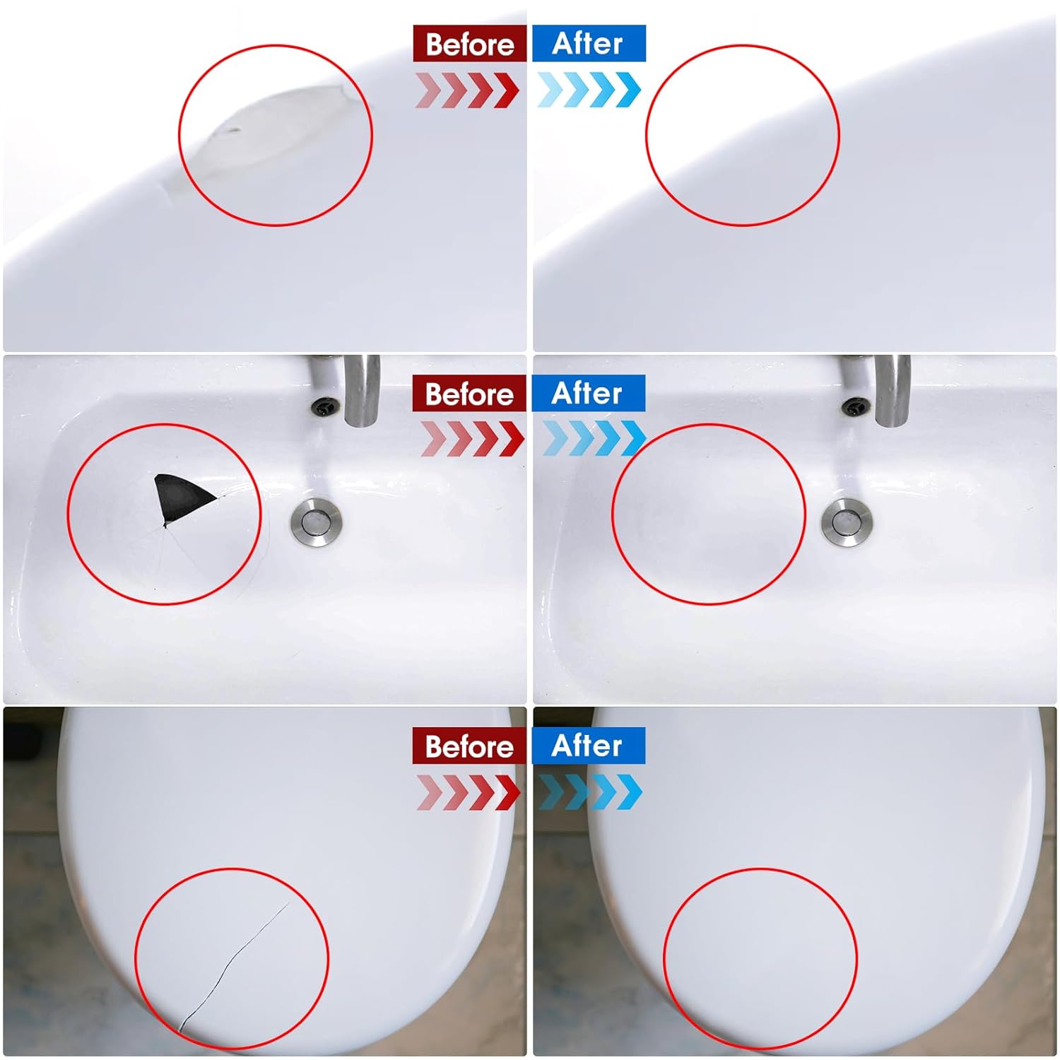 Tile & Fiberglass Tub Repair Kit(Color Matching), Porcelain Sink Repair Kit, Countertop Repair Kit for Granite, Marble, Quartz, Ceramic & Shower Repair Kit for Chips, Cracks, Scratches, Holes