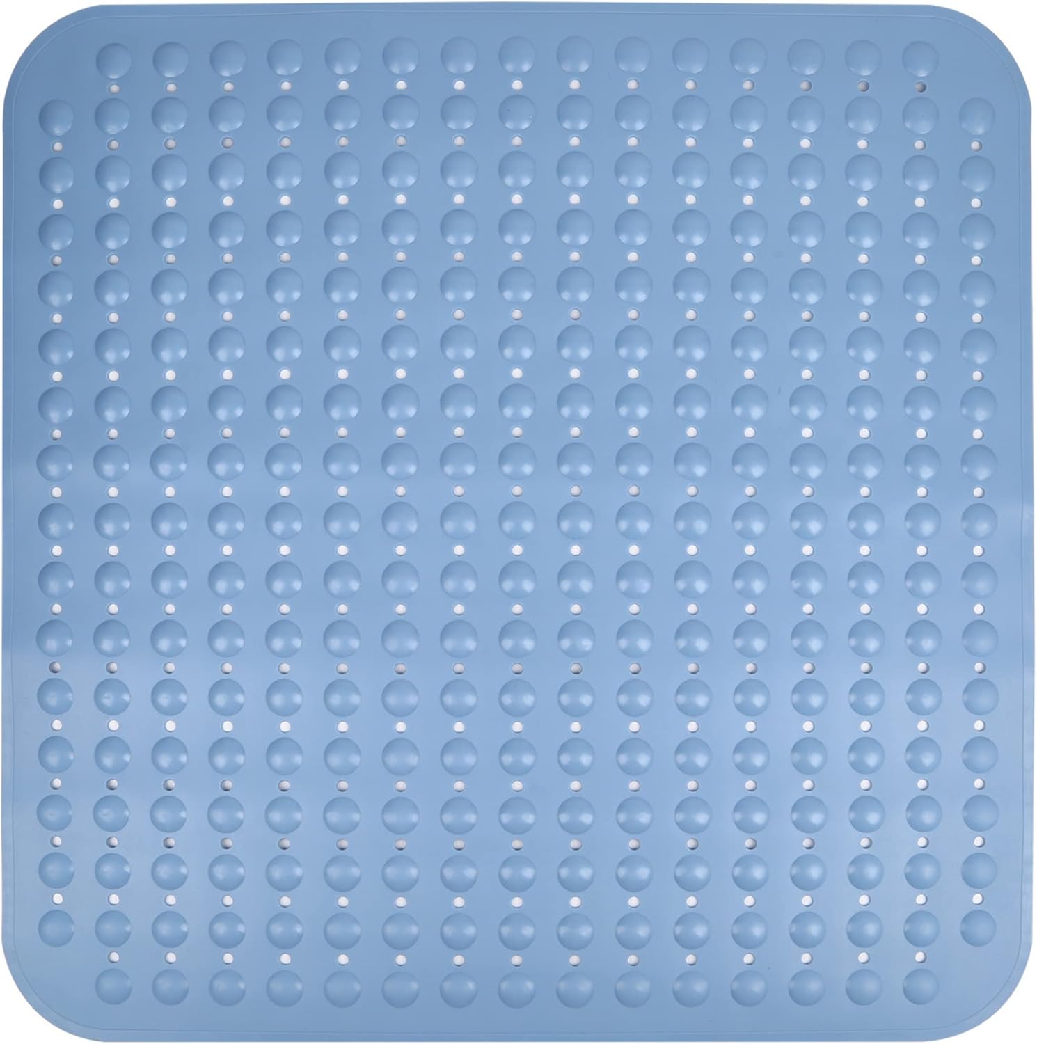 ENKOSI Extra Large Square Non Slip Shower Mat - 31 x 31-inch XL Bathroom Shower Mat - Square Shower Matts for Shower Stall Floors | Secure Suction Cups and Drain Holes (31x31 Light Blue)