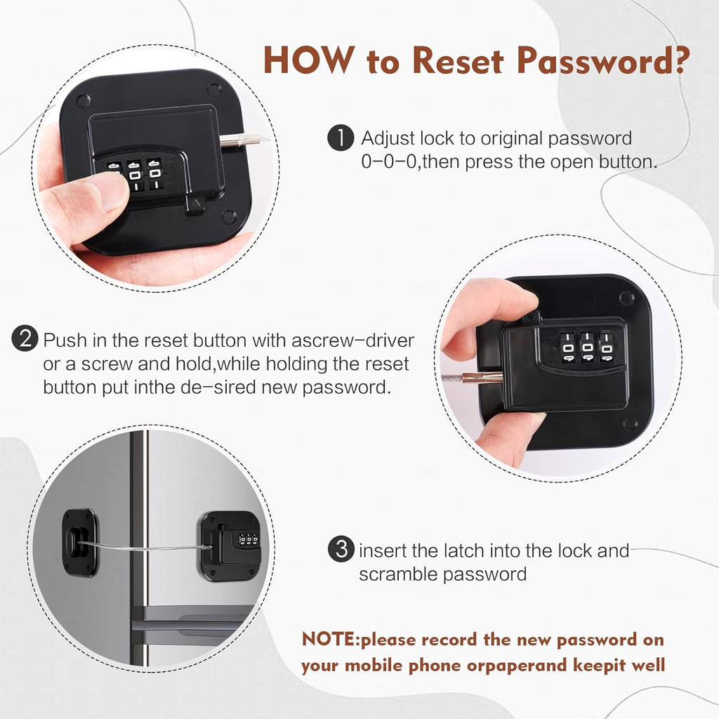Refrigerator Lock, Combination Lock for Refrigerator Cabinets, Drawers, Heavy Duty Fridge Lock, Easy Install No Keys Needed (Black-4Pack)