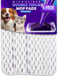 6pcs of Universal 11-inch Velcro Type Reusable Floor Mop Pads Compatible with Swiffer Wet Jet Refills Machine Washable Thick Microfiber Wet Pads for Hardwood and Household Cleaning Supplies (6pcs)