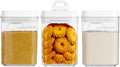 Felli Flip Tite Storage Container with Built-In Spoon & Airtight Lid 5” Large-M Ring Flip Top, Stackable Acrylic Canister for Rice Sugar Flour Protein Powder, Kitchen Pantry Organizer (1.8qt)