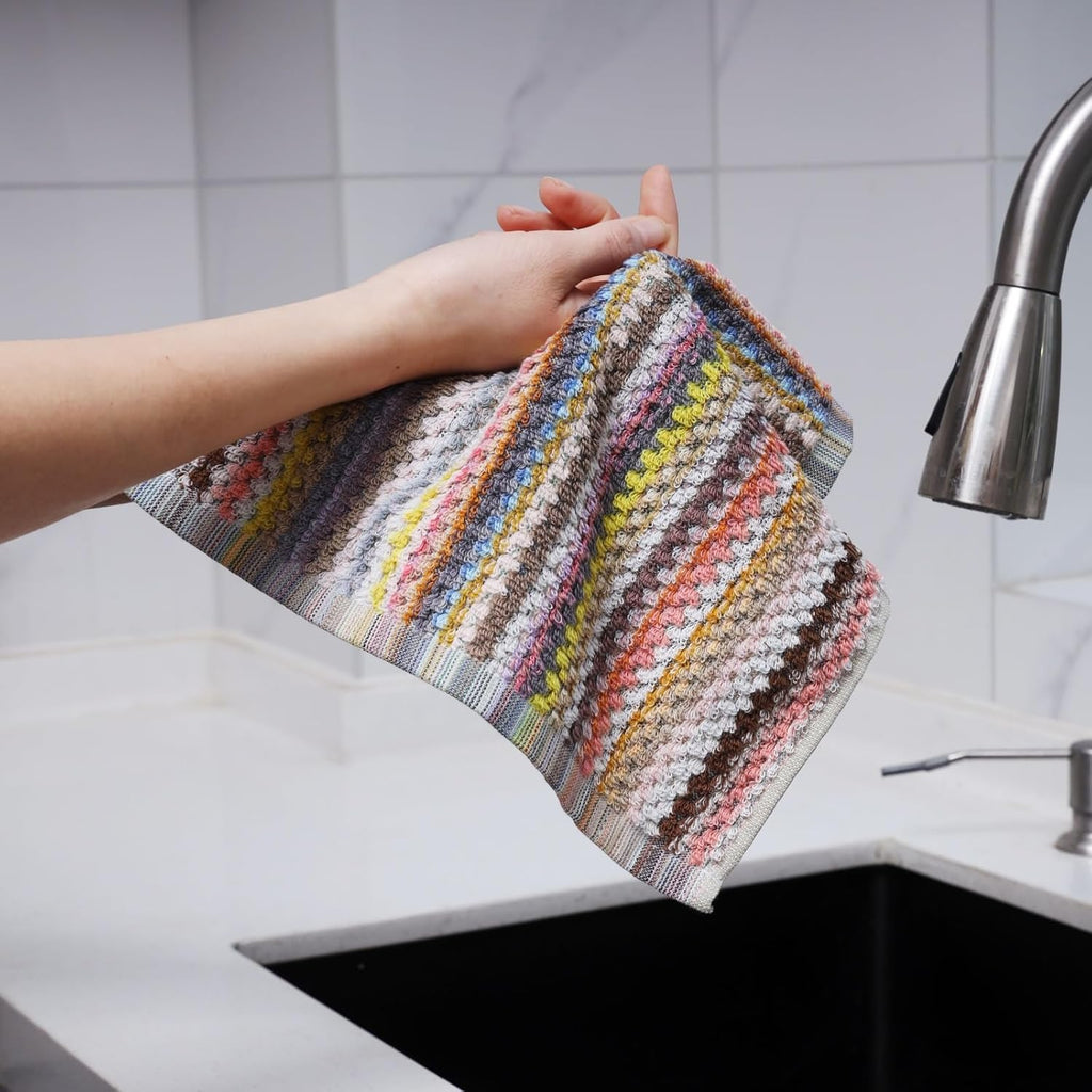 Oeleky Kitchen Dishcloths for Washing Dishes, Ultra Absorbent Dish Rags, Cotton Cleaning Cloths Pack of 8, 12x12 Inches