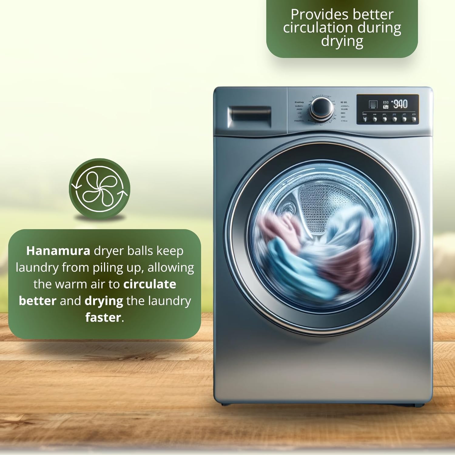 Hanamura 6 XXL Wool Dryer Balls - TÜV Tested 100% New Zealand Wool Balls for Dryer - Energy Saving & Baby-Safe Reusable Dryer Balls for Laundry - Non-Toxic Fabric Softener for WAD Free Laundry