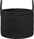 Woven Blanket Basket,65L Large Rope Storage Bin with Handles, Organizer for Blankets Toys Book and Clothes, Laundry Basket for Living Room Bedroom Nursery,Black