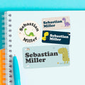 Personalized Name Tag Stickers for Kids (130+ Pack) | Dinosaur Waterproof Labels for School Supplies, Bottles & Lunch Boxes | Custom Vinyl Name Labels for Clothing, Toys & More (A. Baby Dinosaur)